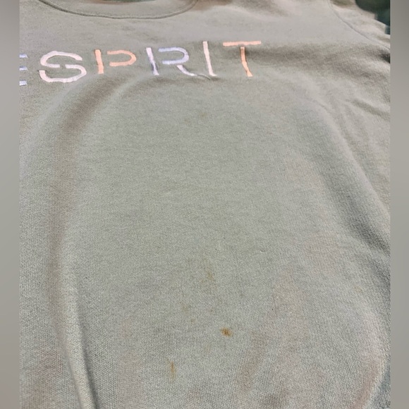 💛 Vintage 80s ESPRIT oversized crewneck sweater mint green size small distressed - Picture 9 of 9